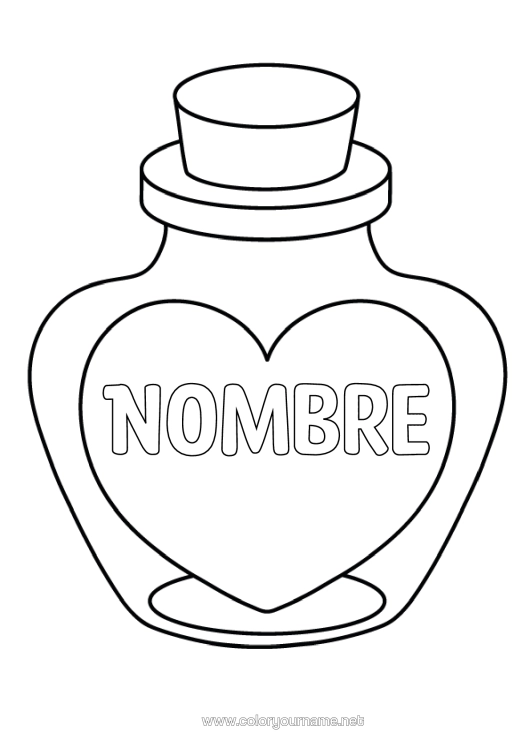 Dibujo para colorear para imprimir Corazón Te Amo Gran Corazón Dibujos Fáciles Para Colorear Botella