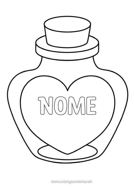 Pagina da colorare da stampare Cuore Ti Amo Grande Cuore Disegni Da Colorare Facili Bottiglia