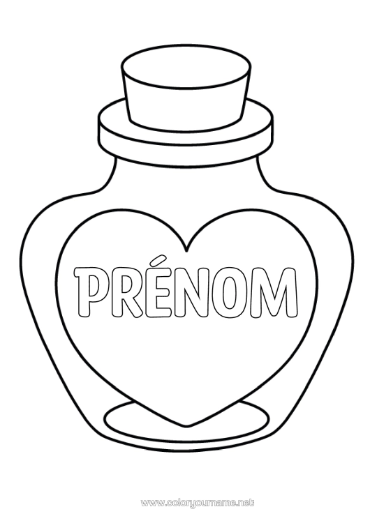 Coloriage à imprimer Coeur Je T'aime Grand Coeur Coloriages Faciles Bouteille