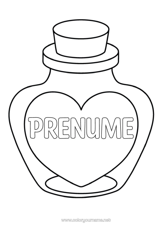 Pagină de colorat de imprimat Inimă Te Iubesc. Inimă Mare Desene De Colorat Ușoare Sticlă