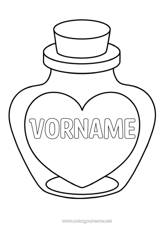 Malvorlage zum Ausdrucken Herz Ich Liebe Dich Großes Herz Einfache Ausmalbilder Flasche
