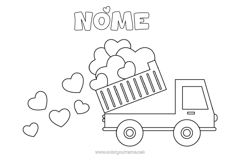 Página de desenho para imprimir Coração Eu Te Amo Caminhão Camions Et Véhicules Utilitaires Caminhão Basculante