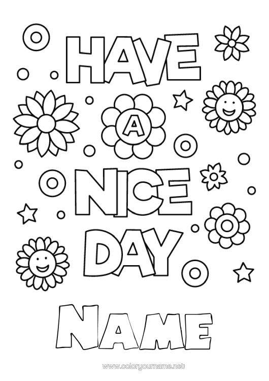 Colouring page to print Flowers Positive