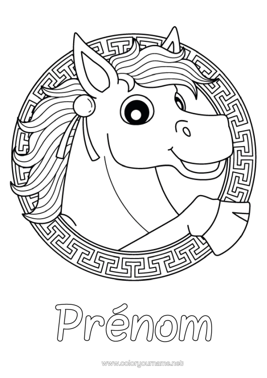 Coloriage à imprimer Cheval Zentangle Animaux De La Ferme