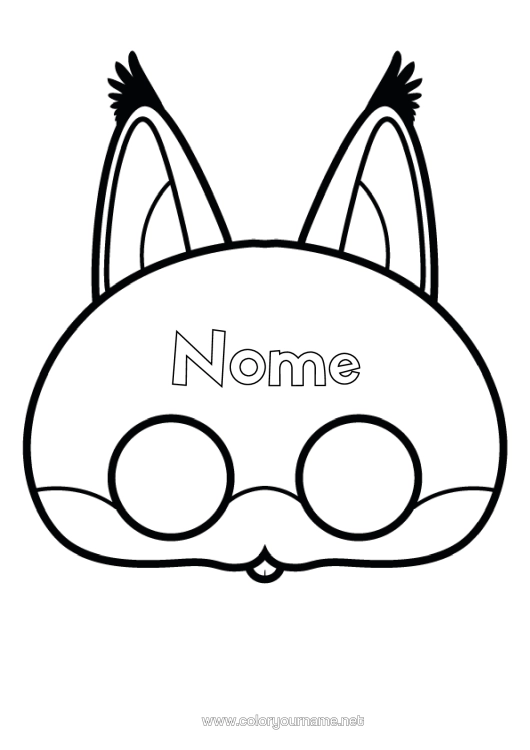 Página de desenho para imprimir Máscara Carnaval Recorte Para Crianças Brinquedo De Papel