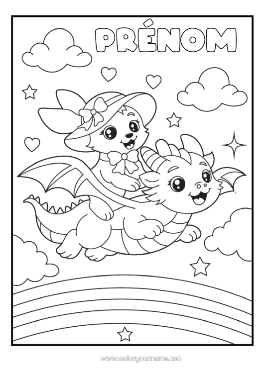 Coloriage à imprimer Dragon Arc En Ciel Dragons, Licornes Et Animaux Fantastiques