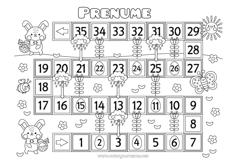 Pagină de colorat de imprimat Primăvară Iepure Activități Pentru Copii Animale Din Pădure Calendarul Adventului Jocul Gâștelor Jucărie Din Hârtie