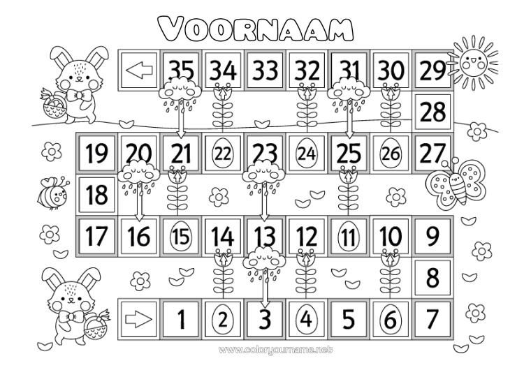 Kleurplaat om af te drukken Lente Konijn Activiteiten Voor Kinderen Bosdieren Adventskalender Ganzenbord Papieren Speelgoed