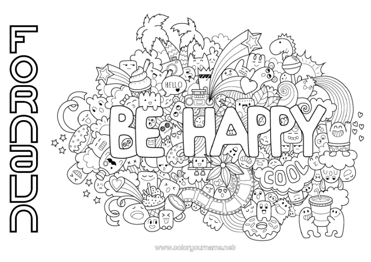 Fargeleggingssiden til utskrift Søt Positiv