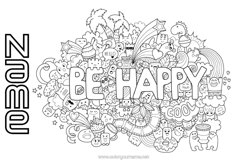 Colouring page to print Cute Positive
