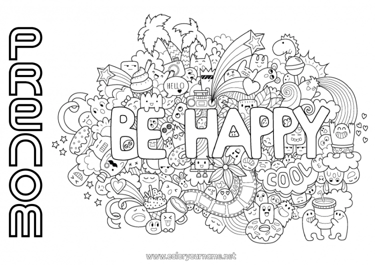 Coloriage à imprimer Kawaii Positif