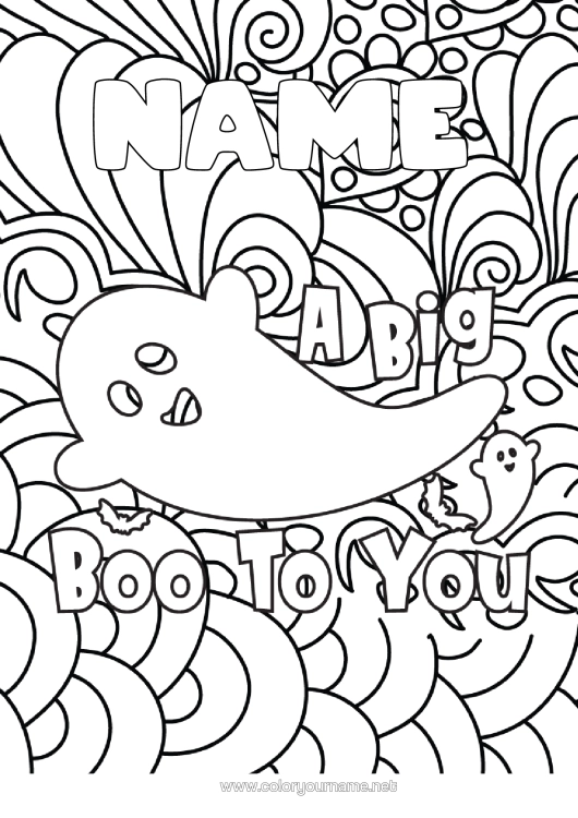 Colouring page to print Ghost Halloween Boo