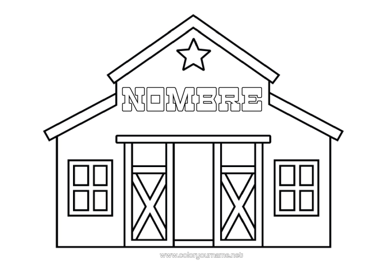 Dibujo para colorear para imprimir Granja Oficios De La Granja Granero