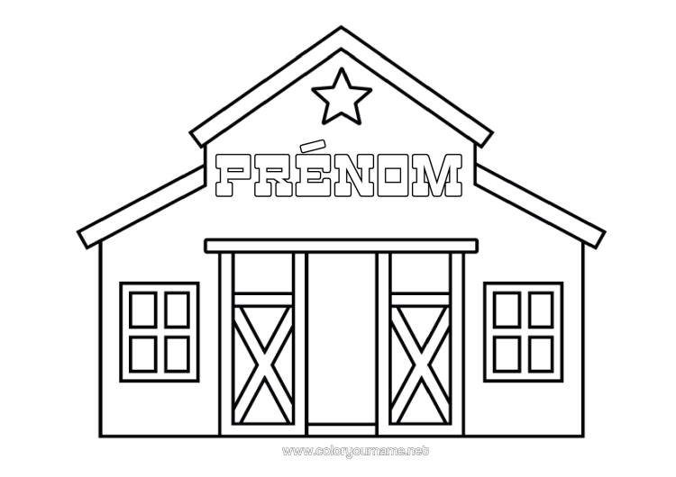 Coloriage à imprimer Ferme Métiers De La Ferme Grange