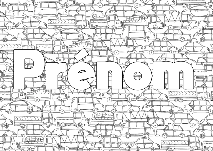 Coloriage à imprimer Camion Véhicules Voiture Voiture De Course Doodle Van Camions Et Véhicules Utilitaires Voitures, Vans Et Camping-Cars Véhicules De Course Et Circuits Fond Décoratif