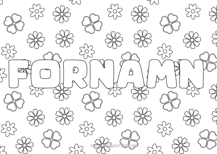 Färgläggningssida att skriva ut Blommor Klee Dekorativ Bakgrund