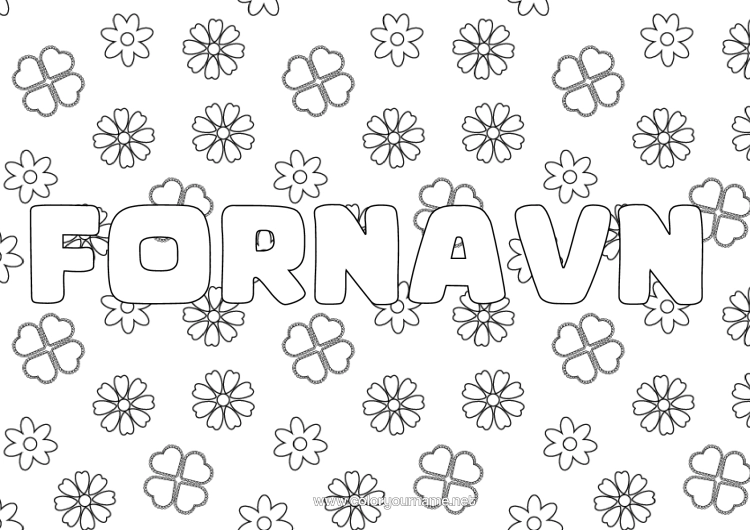 Fargeleggingssiden til utskrift Blomster Klover Dekorativ Bakgrunn