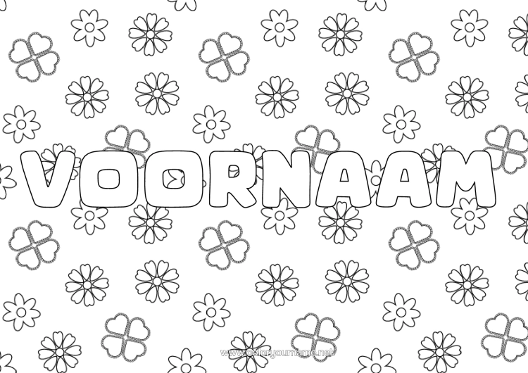 Kleurplaat om af te drukken Bloemen Klaver Decoratieve Achtergrond