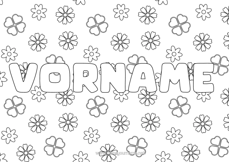Malvorlage zum Ausdrucken Blumen Kleeblatt Dekorativer Hintergrund