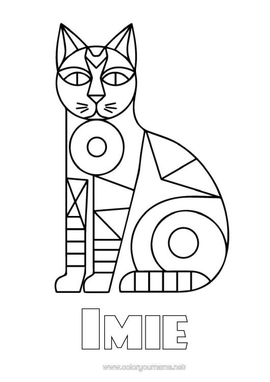 Kolorowanka do wydruku Kot Łatwe Kolorowanki Psy I Koty Formy Geometryczne