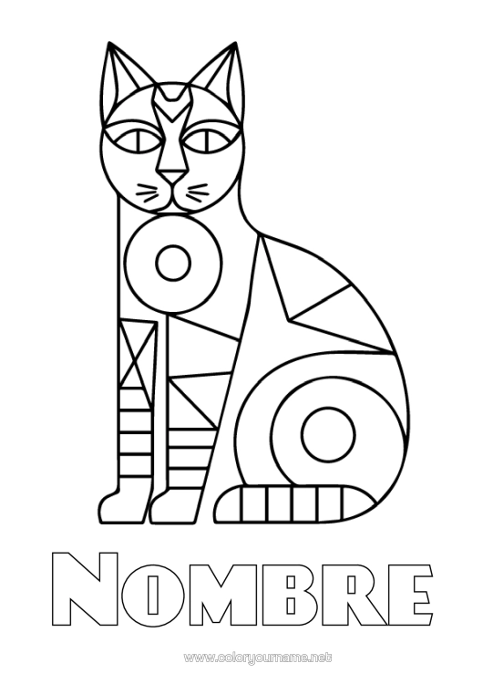 Dibujo para colorear para imprimir Cat Dibujos Fáciles Para Colorear Perros Y Gatos Formas Geométricas