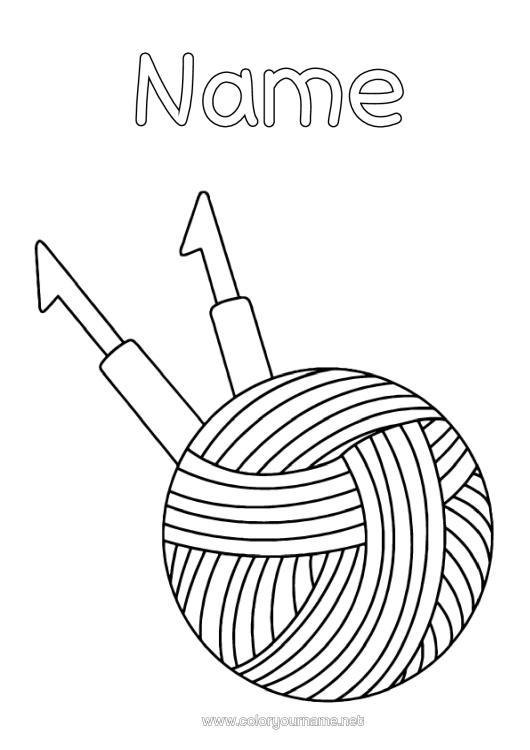 Colouring page to print Balls Of Wool Hook