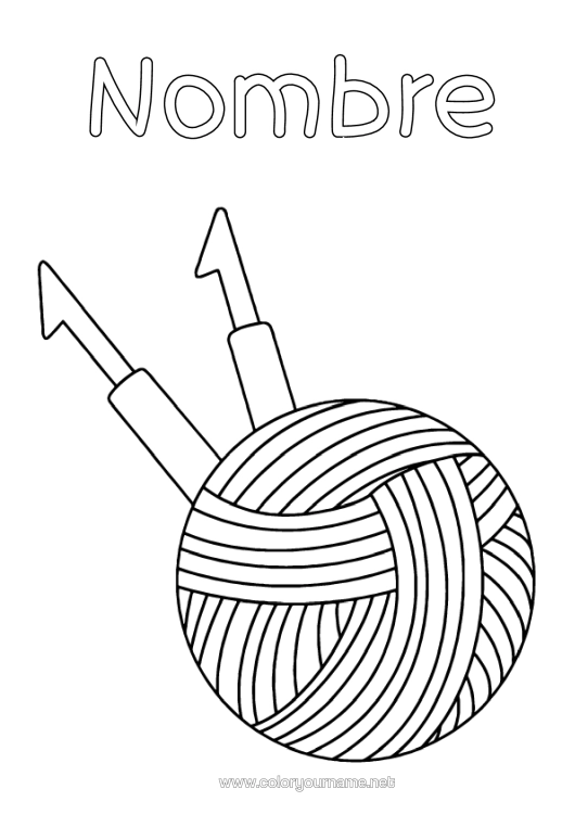 Dibujo para colorear para imprimir Ovillos De Lana Ganchillo