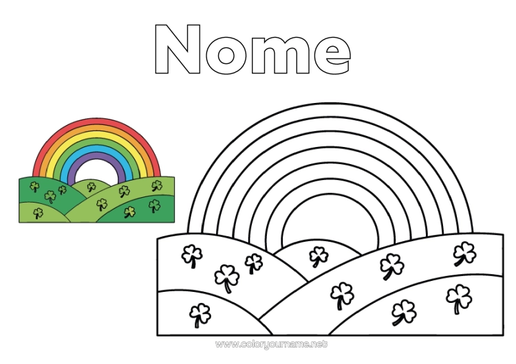 Pagina da colorare da stampare Trifoglio Arcobaleno Disegni Da Colorare Facili Colorare Con Modello