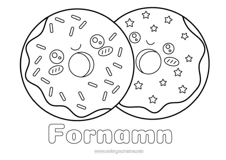 Färgläggningssida att skriva ut Söt Donuts