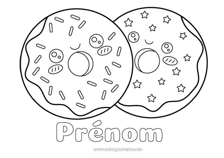 Coloriage à imprimer Kawaii Donuts