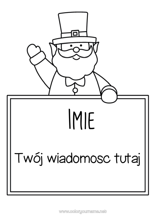 Kolorowanka do wydruku Święto Świętego Patryka Kapelusz Tablica