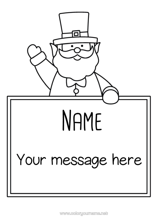 Colouring page to print St Patrick's Day Hat Sign