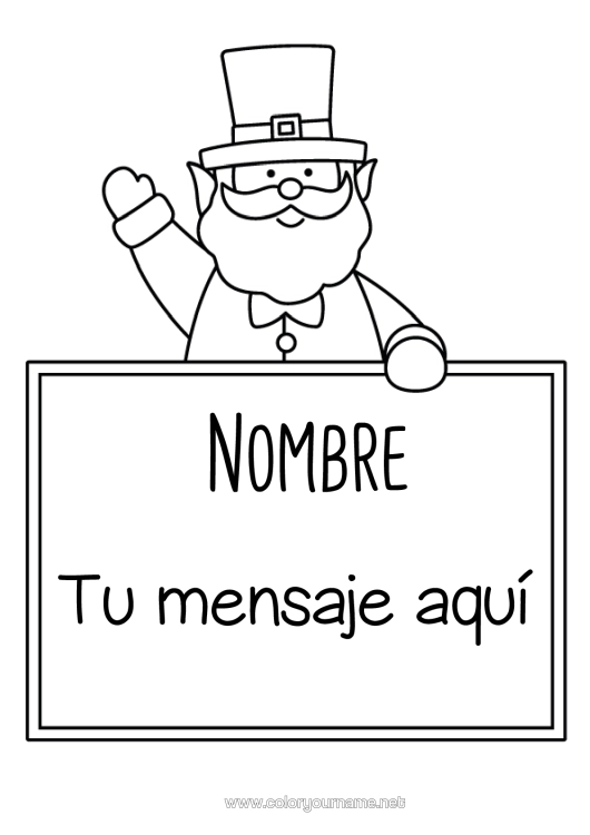 Dibujo para colorear para imprimir Día De San Patricio Sombrero Firmar