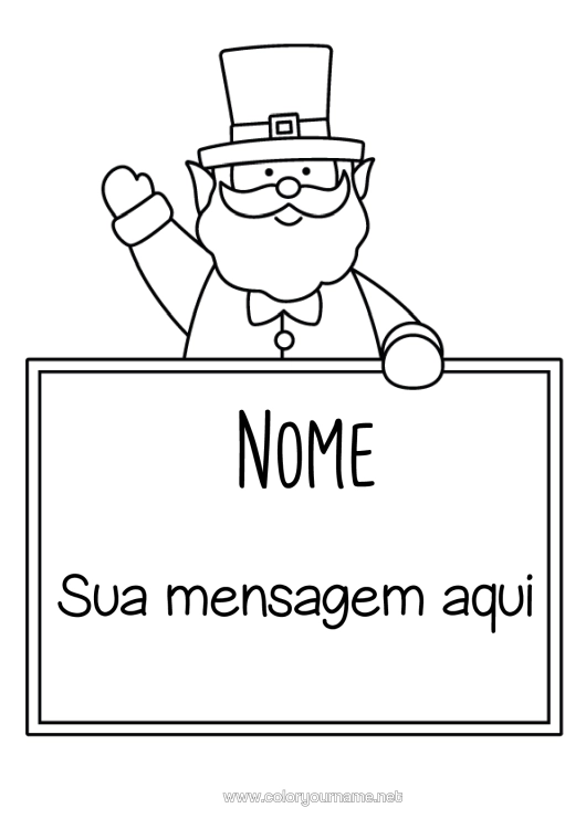 Página de desenho para imprimir Dia De São Patrício Chapéu Placa