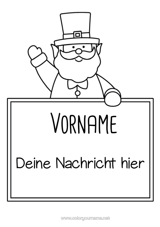 Malvorlage zum Ausdrucken St. Patrick's Day Hut Schild