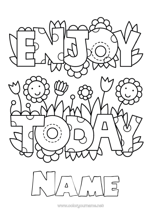 Colouring page to print Flowers Positive