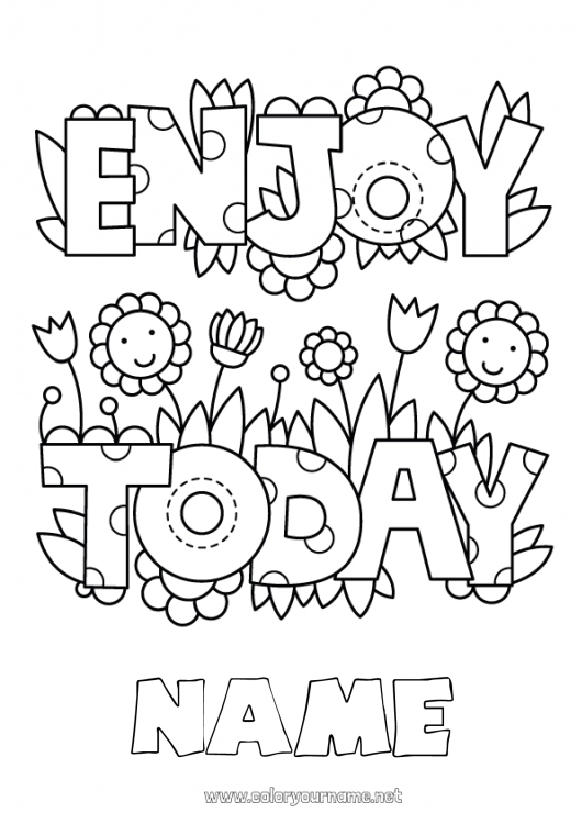 Coloring page to print Flowers Positive