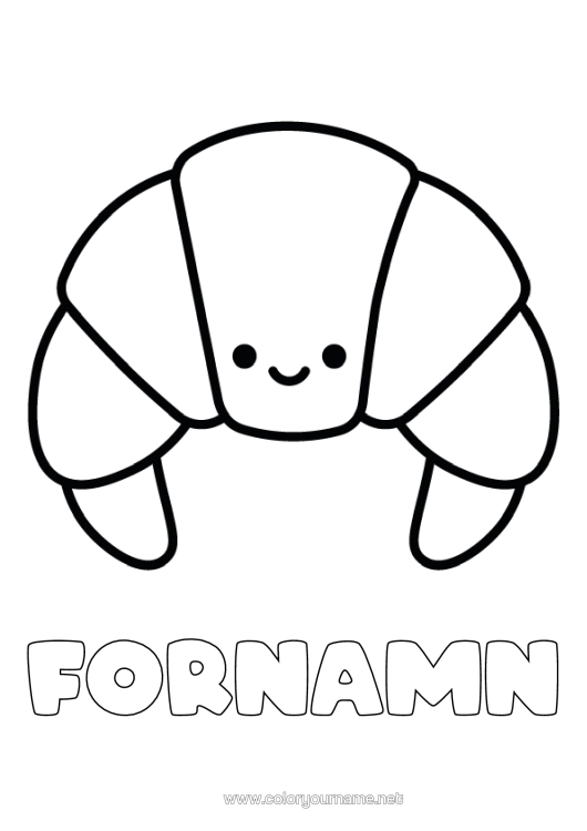 Färgläggningssida att skriva ut Söt Lätta Målarbilder Croissant