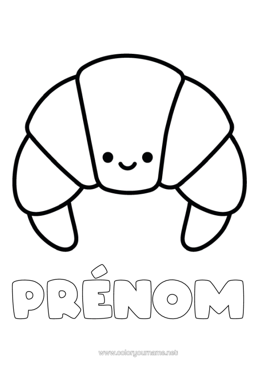 Coloriage à imprimer Kawaii Coloriages Faciles Croissant