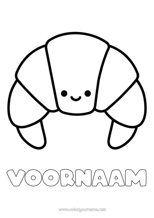 Kleurplaat om af te drukken Kawaii Eenvoudige Kleurplaten Croissant