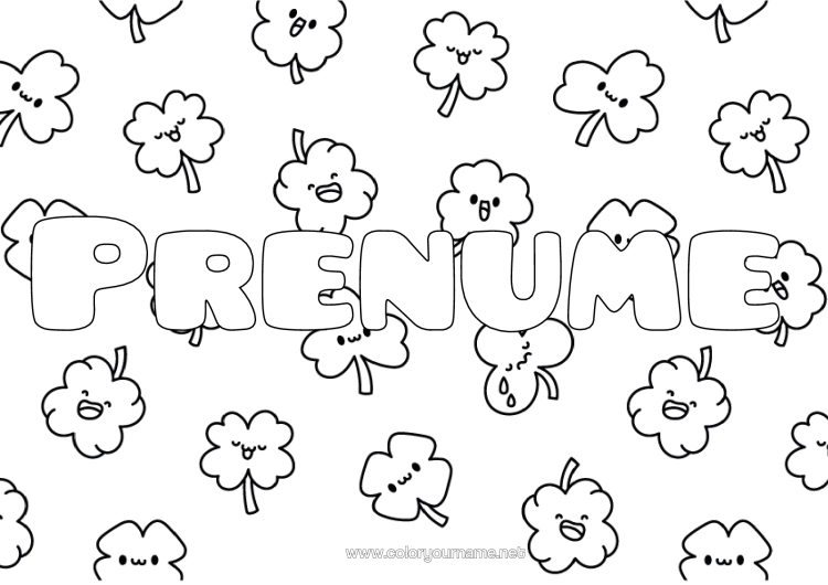 Pagină de colorat de imprimat Drăguț Trifoi Fundal Decorativ