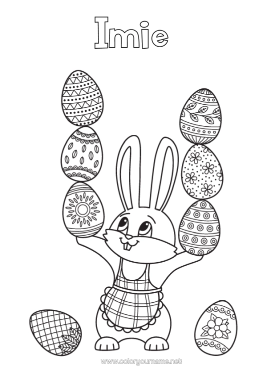 Kolorowanka do wydruku Zając Jajka Wielkanocne Zwierzęta Leśne