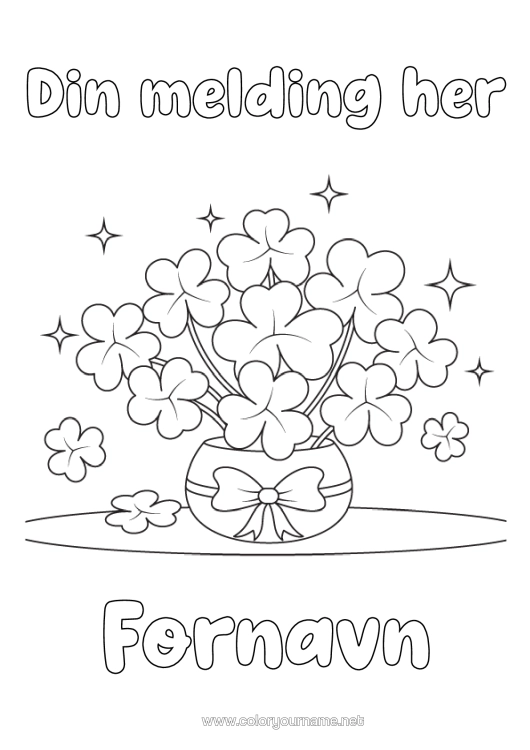 Fargeleggingssiden til utskrift Sjanse Klover Vase Bukett