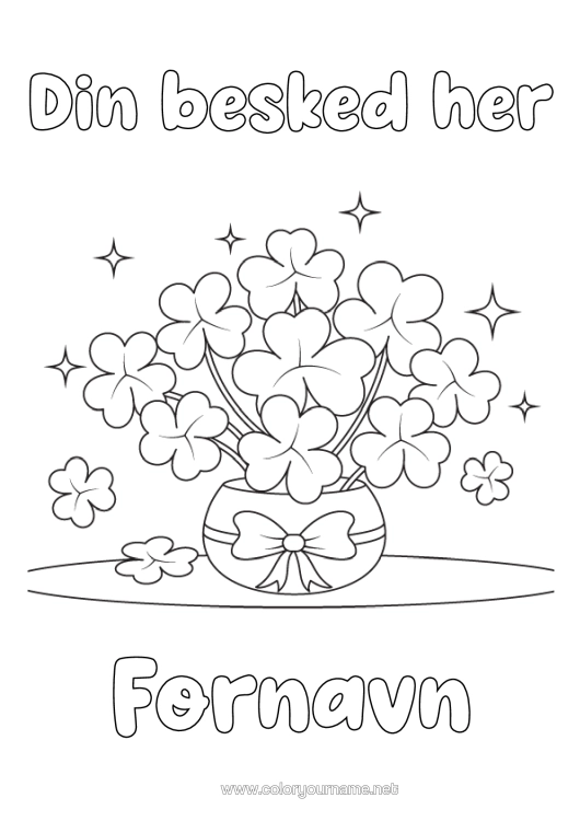 Farvelægningssiden til udskrivning Chance Kløver Vase Bukket