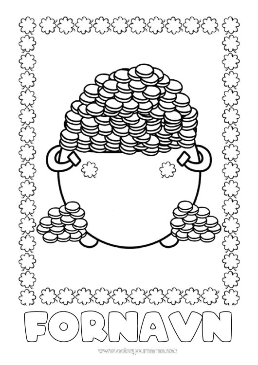 Farvelægningssiden til udskrivning Magisk Gryde Kløver Dele