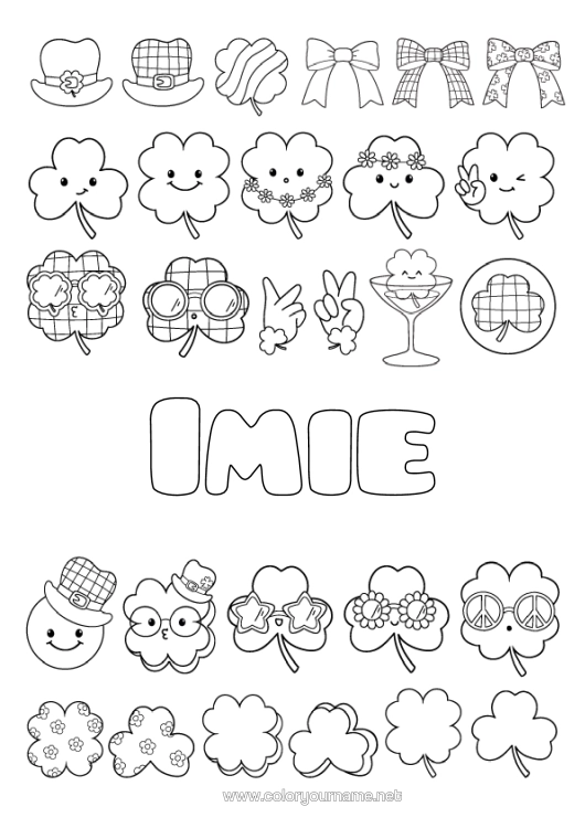 Kolorowanka do wydruku Uroczy Koniczyna Święto Świętego Patryka Kapelusz