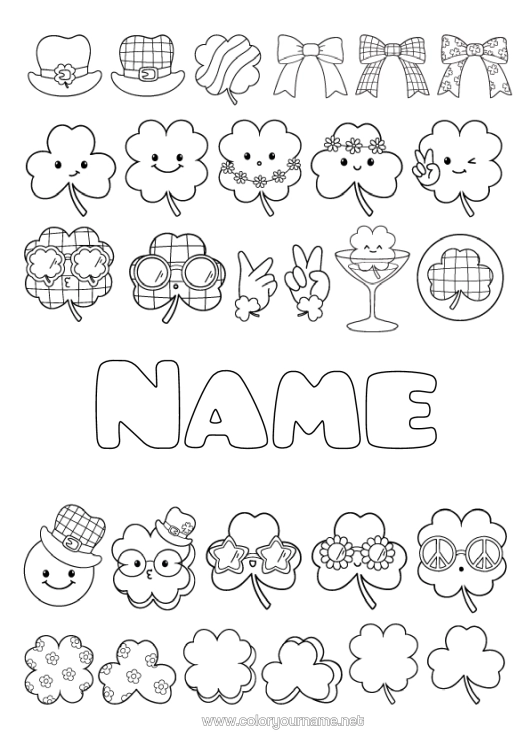 Colouring page to print Cute Clover St Patrick's Day Hat