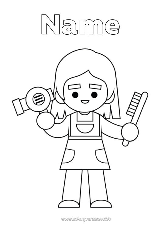 Colouring page to print Profession Sales Professions Hair And Hairstyles Hairdresser