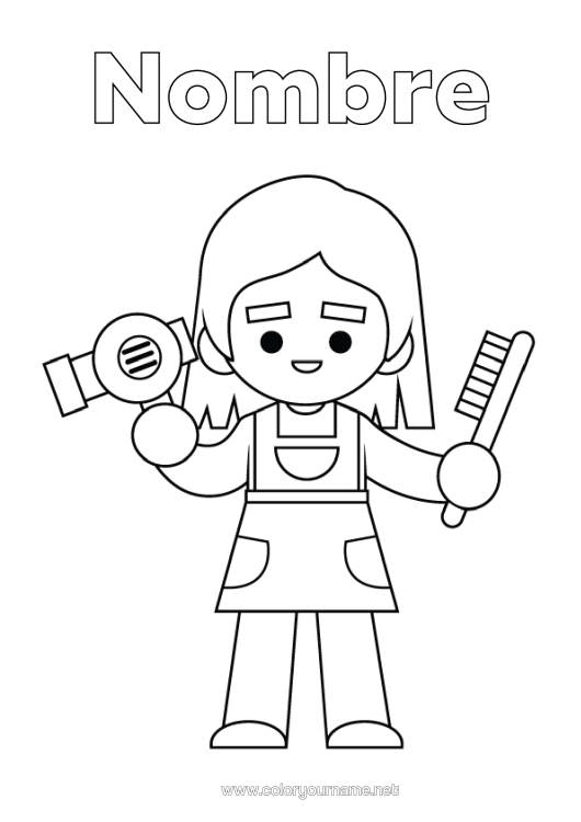 Dibujo para colorear para imprimir Trabajo Carreras De Ventas Cabello Y Peinados Peluquero/A