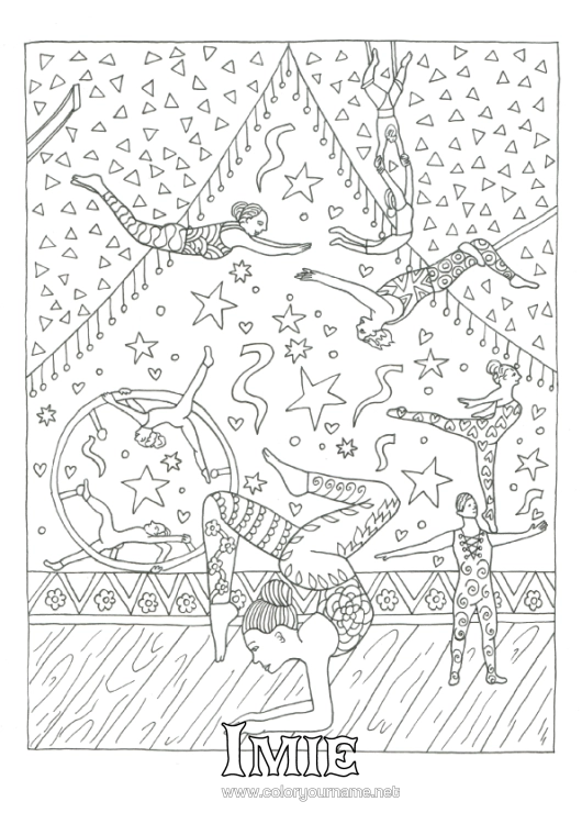 Kolorowanka do wydruku Złożone Kolorowanki Sporty Artystyczne Cyrk Trapezista